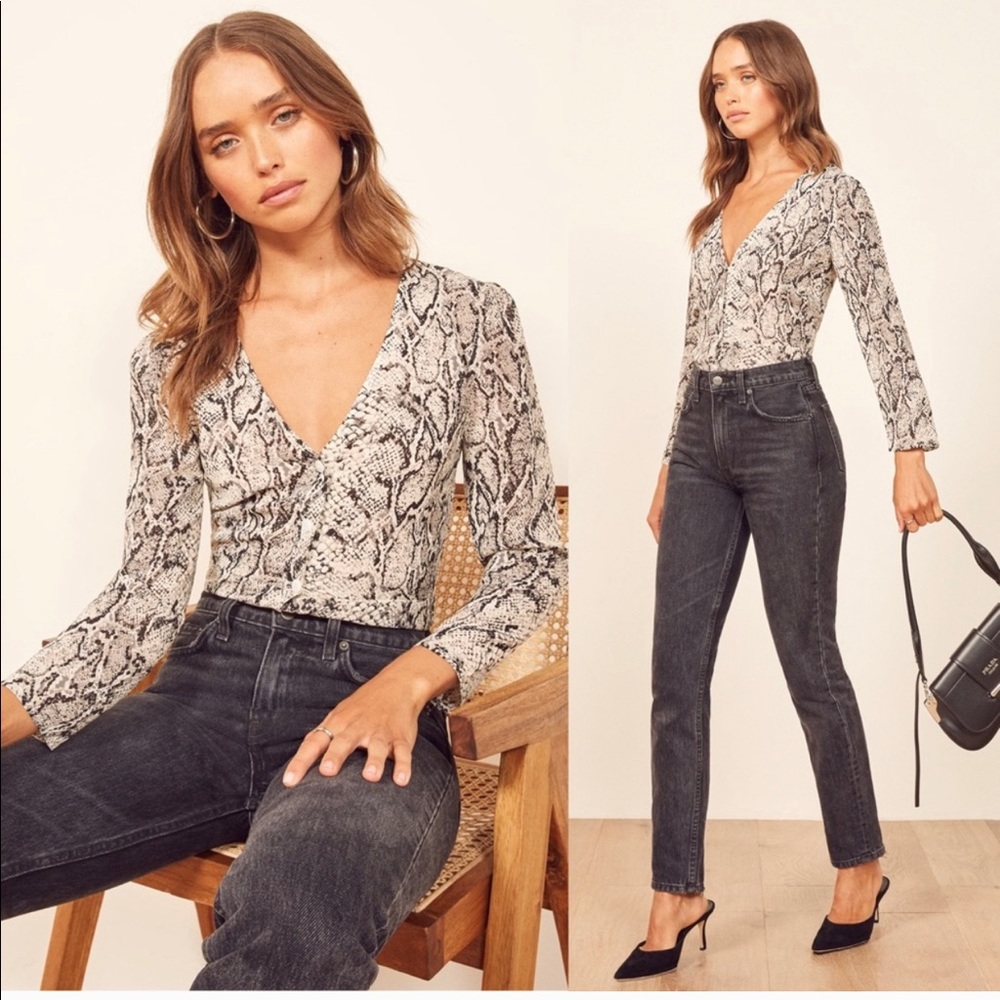 Reformation Jemma Snake Print top